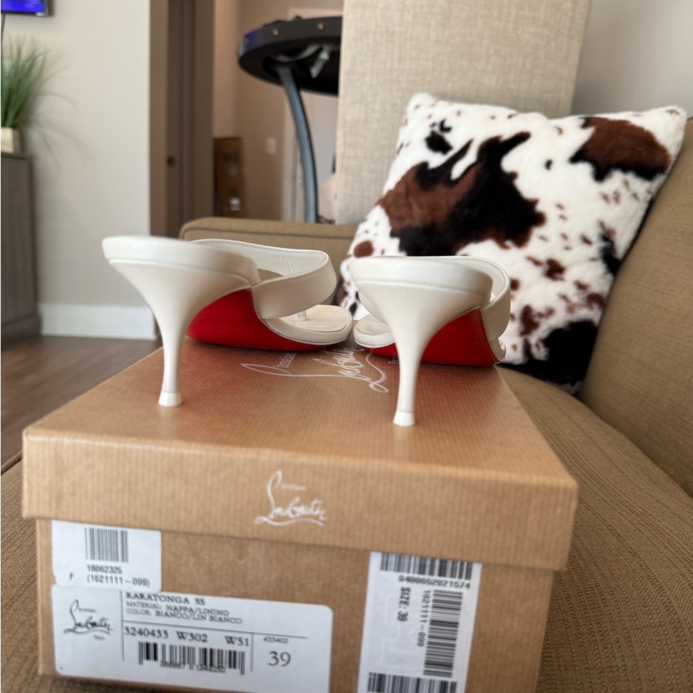 Christian Louboutin White and Red Sandals